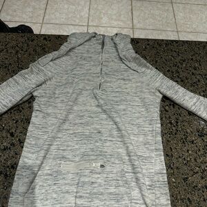 Gray Hooded Pullover with Zip Detail